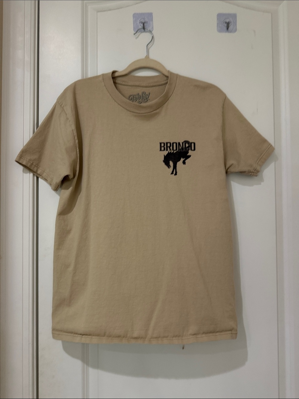 BONGO Tan Short Sleeve Tee with Bronco Chest Graphic